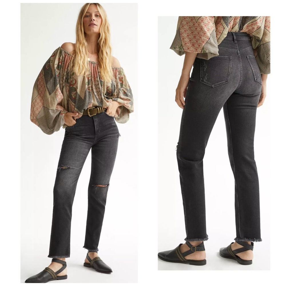 Anthropologie Pilcro The Vintage Straight Distressed Raw Hem Jean Size 31 Tall